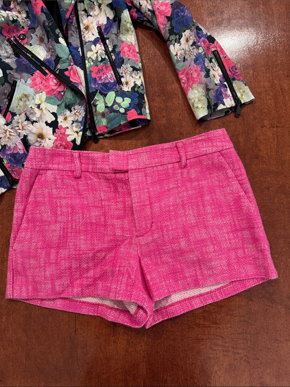 Juicy Couture High Waist Hot Pink Tweed Shorts